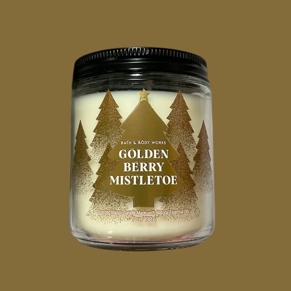 Bath and Body Works Golden Berry Mistletoe Scented Candle